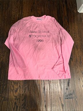 Acne Studios Pink Long-Sleeve Logo Tee